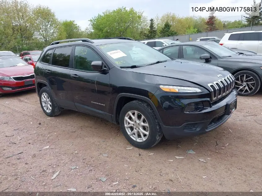 2016 Jeep Cherokee Sport VIN: 1C4PJMAB0GW175813 Lot: 42253052