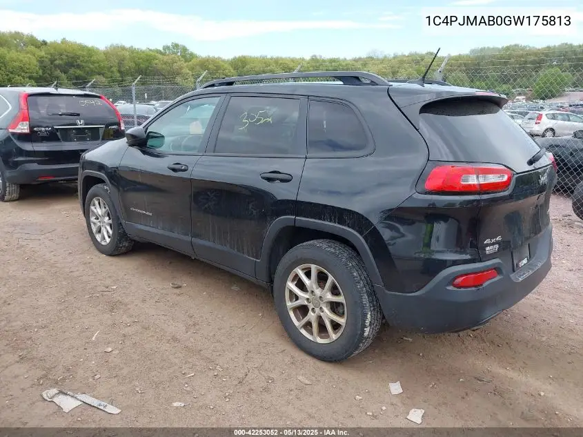 2016 Jeep Cherokee Sport VIN: 1C4PJMAB0GW175813 Lot: 42253052