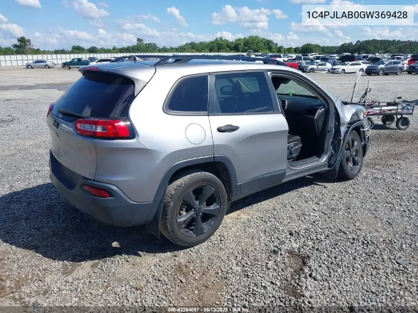 2016 Jeep Cherokee Altitude VIN: 1C4PJLAB0GW369428 Lot: 42264097