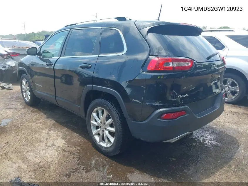 2016 Jeep Cherokee Limited VIN: 1C4PJMDS2GW120923 Lot: 42584844