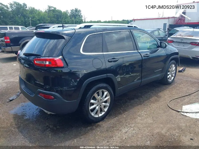 2016 Jeep Cherokee Limited VIN: 1C4PJMDS2GW120923 Lot: 42584844