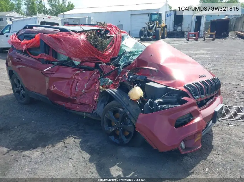 2016 Jeep Cherokee High Altitude VIN: 1C4PJMDS7GW321815 Lot: 42642121