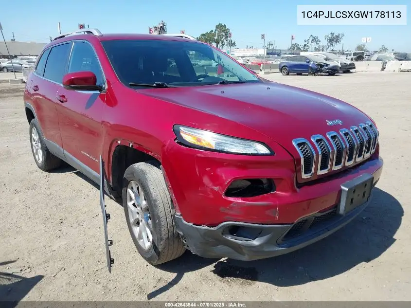 2016 Jeep Cherokee Latitude VIN: 1C4PJLCSXGW178113 Lot: 42643544
