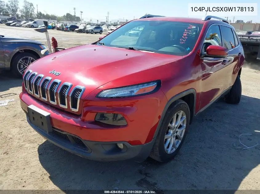 2016 Jeep Cherokee Latitude VIN: 1C4PJLCSXGW178113 Lot: 42643544