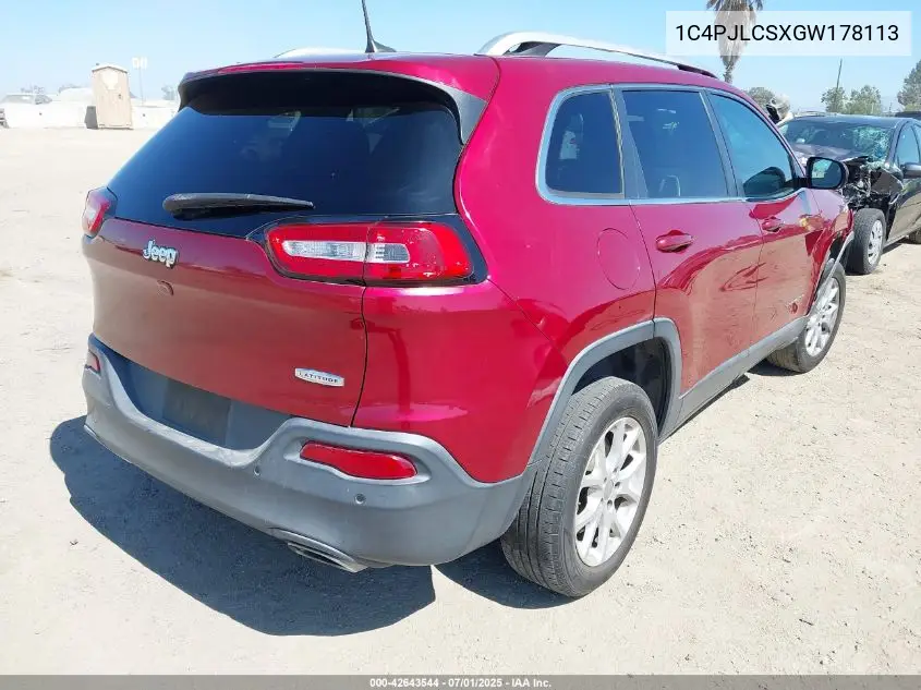2016 Jeep Cherokee Latitude VIN: 1C4PJLCSXGW178113 Lot: 42643544