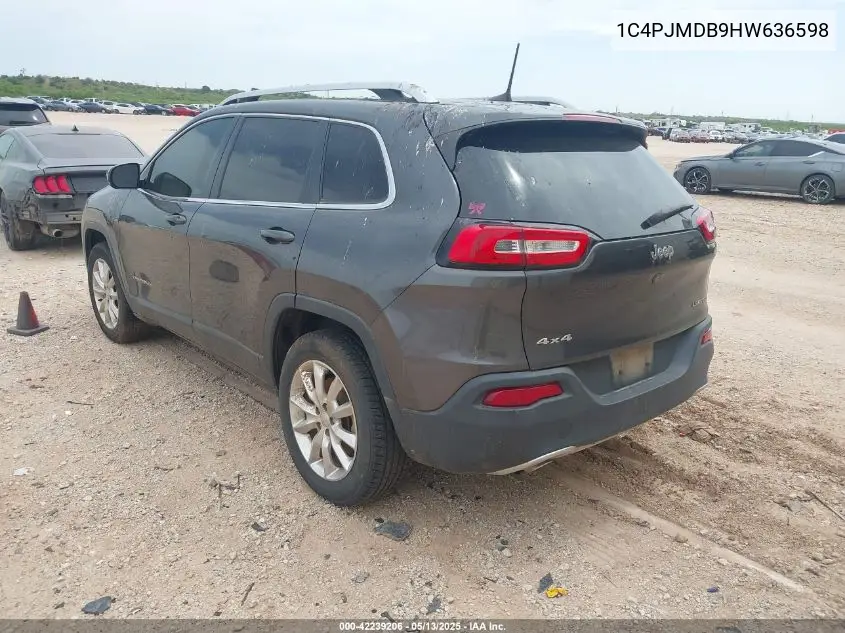 2017 Jeep Cherokee Limited 4X4 VIN: 1C4PJMDB9HW636598 Lot: 42239206
