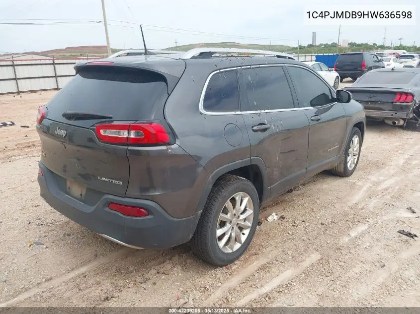 2017 Jeep Cherokee Limited 4X4 VIN: 1C4PJMDB9HW636598 Lot: 42239206