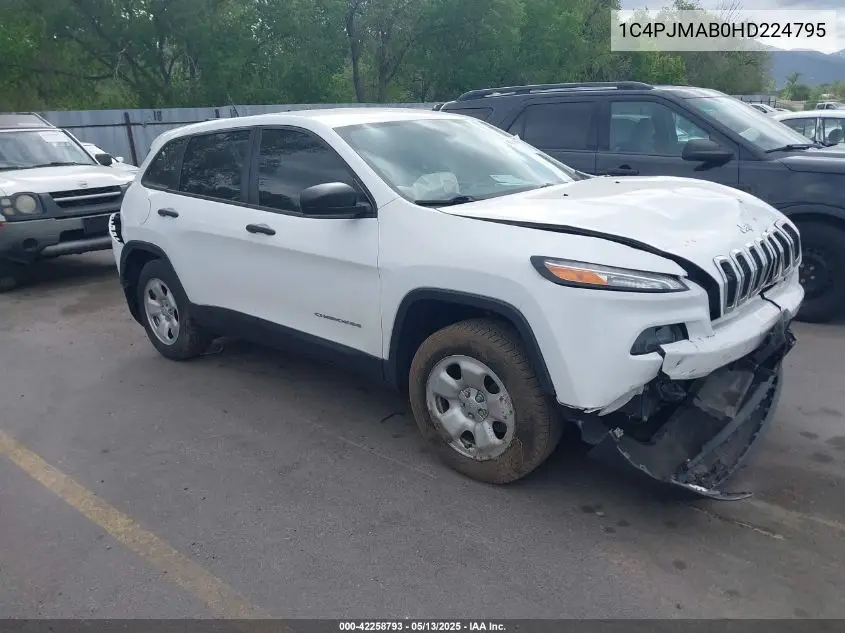 2017 Jeep Cherokee Sport 4X4 VIN: 1C4PJMAB0HD224795 Lot: 42258793