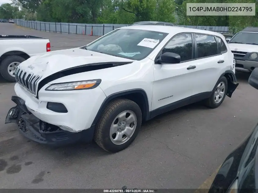 2017 Jeep Cherokee Sport 4X4 VIN: 1C4PJMAB0HD224795 Lot: 42258793