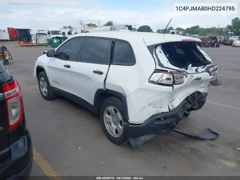 2017 Jeep Cherokee Sport 4X4 VIN: 1C4PJMAB0HD224795 Lot: 42258793