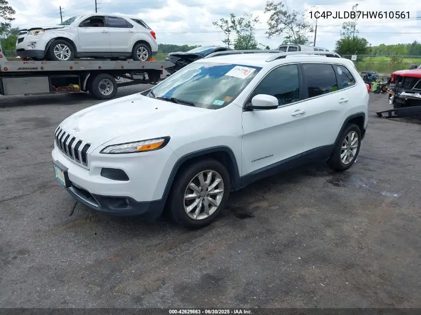 2017 Jeep Cherokee Limited Fwd VIN: 1C4PJLDB7HW610561 Lot: 42629863