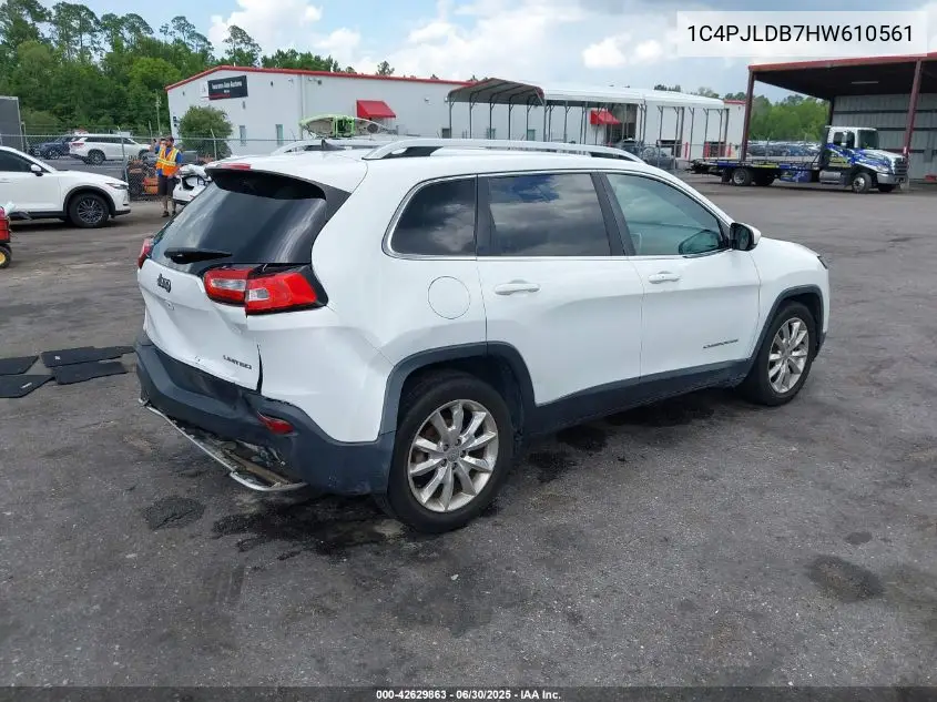 2017 Jeep Cherokee Limited Fwd VIN: 1C4PJLDB7HW610561 Lot: 42629863