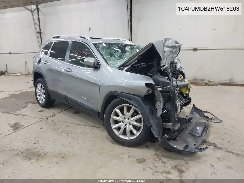2017 Jeep Cherokee Limited 4X4 VIN: 1C4PJMDB2HW618203 Lot: 42642910