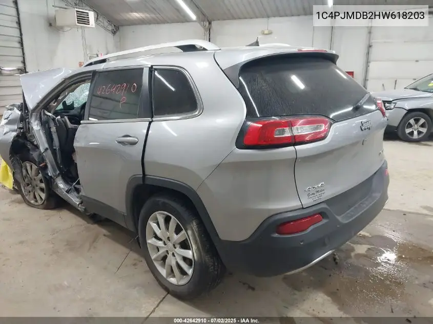 2017 Jeep Cherokee Limited 4X4 VIN: 1C4PJMDB2HW618203 Lot: 42642910