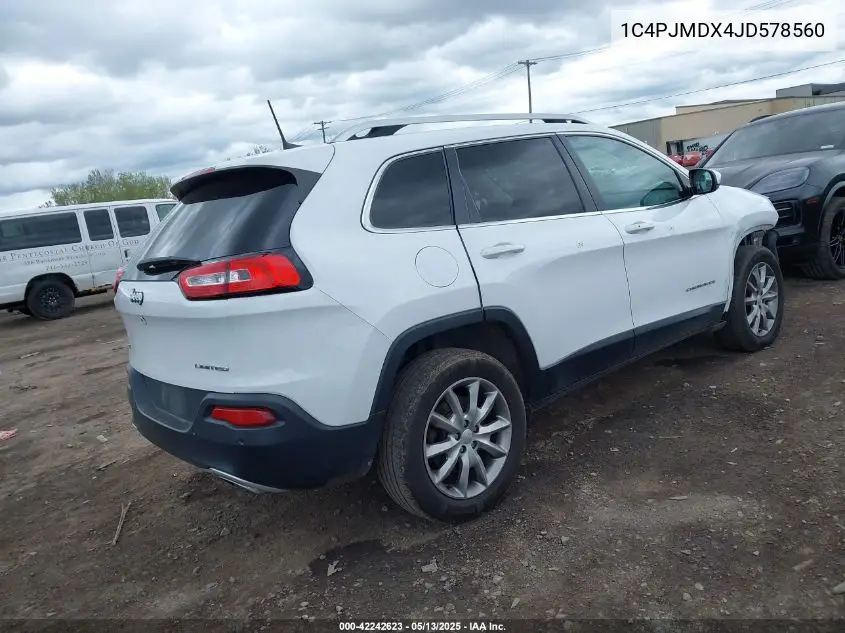 2018 Jeep Cherokee Limited 4X4 VIN: 1C4PJMDX4JD578560 Lot: 42242623