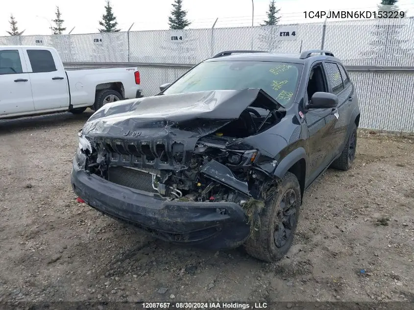 2019 Jeep Cherokee Trailhawk VIN: 1C4PJMBN6KD153229 Lot: 12087657