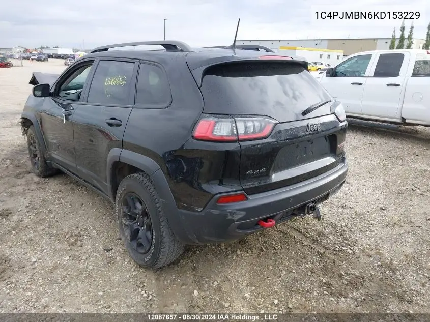 2019 Jeep Cherokee Trailhawk VIN: 1C4PJMBN6KD153229 Lot: 12087657