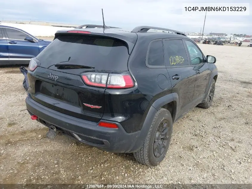 2019 Jeep Cherokee Trailhawk VIN: 1C4PJMBN6KD153229 Lot: 12087657