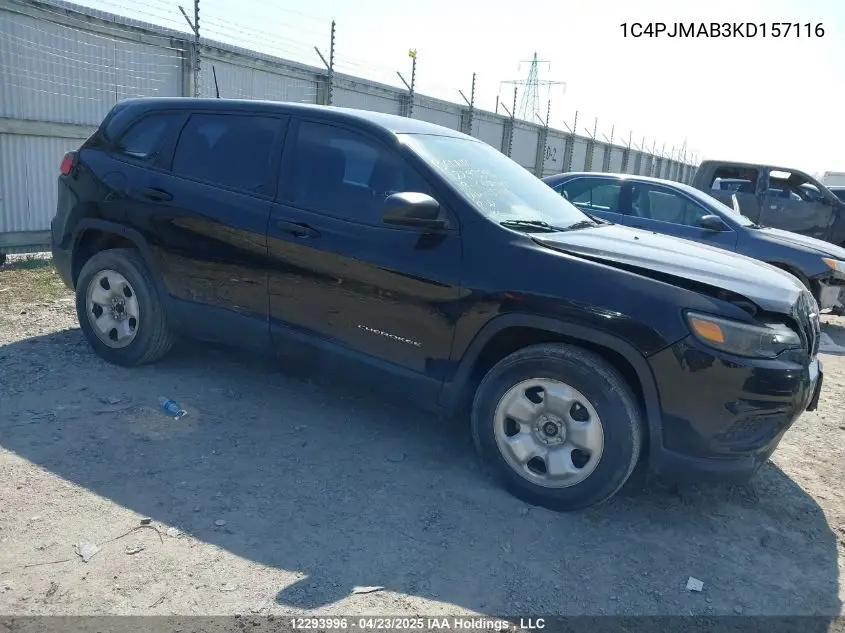 2019 Jeep Cherokee VIN: 1C4PJMAB3KD157116 Lot: 12293996