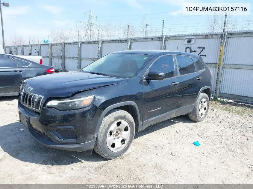 2019 Jeep Cherokee VIN: 1C4PJMAB3KD157116 Lot: 12293996
