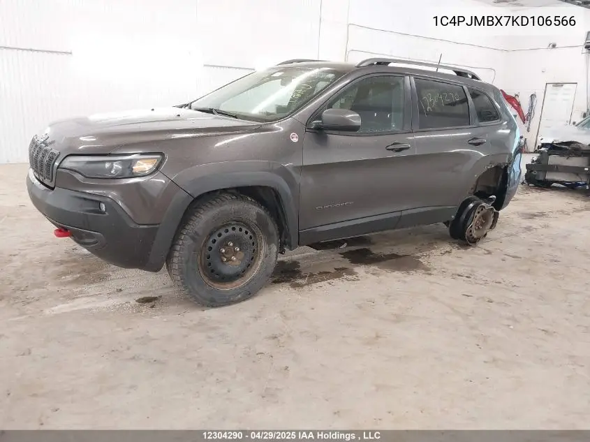 2019 Jeep Cherokee Trailhawk VIN: 1C4PJMBX7KD106566 Lot: 12304290