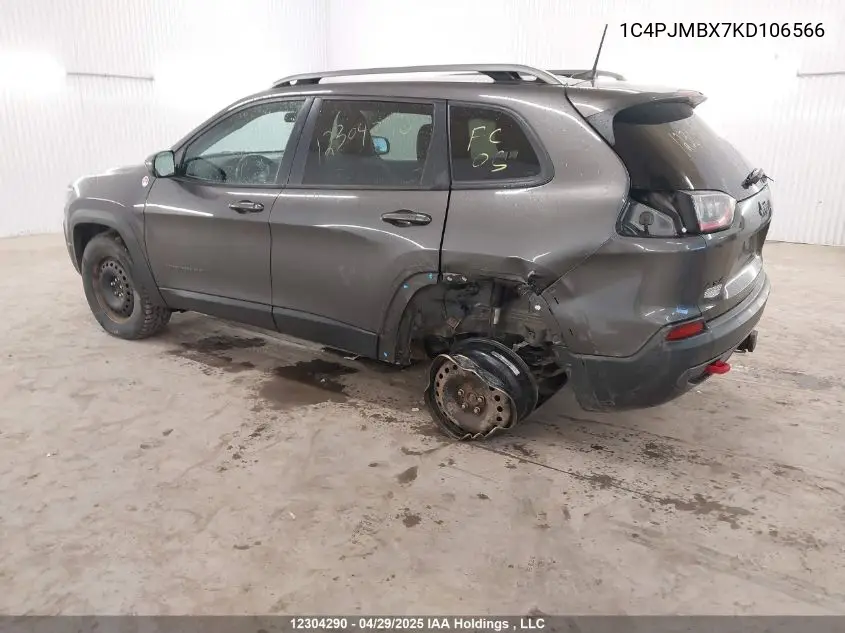 2019 Jeep Cherokee Trailhawk VIN: 1C4PJMBX7KD106566 Lot: 12304290