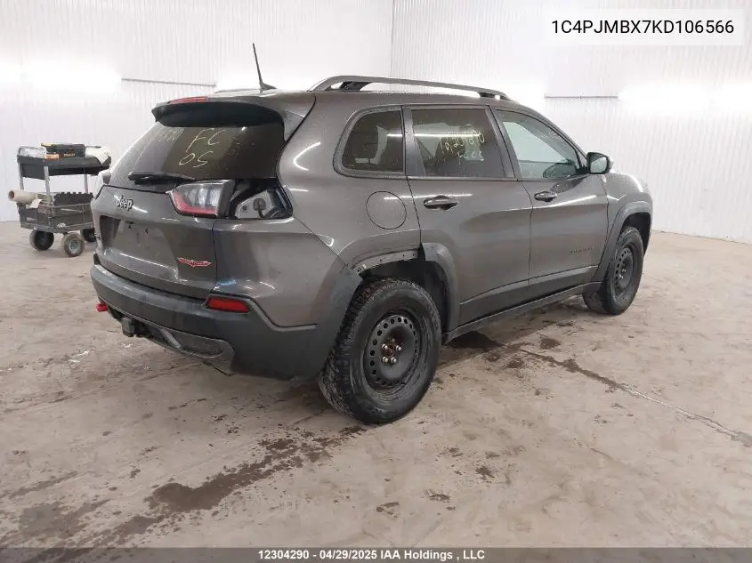 2019 Jeep Cherokee Trailhawk VIN: 1C4PJMBX7KD106566 Lot: 12304290