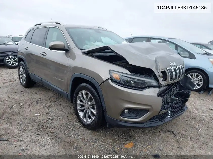 2019 Jeep Cherokee Latitude Plus Fwd VIN: 1C4PJLLB3KD146186 Lot: 41741640