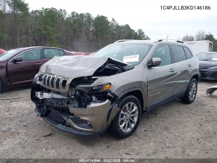 2019 Jeep Cherokee Latitude Plus Fwd VIN: 1C4PJLLB3KD146186 Lot: 41741640