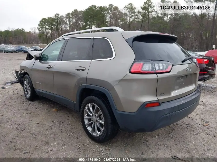 2019 Jeep Cherokee Latitude Plus Fwd VIN: 1C4PJLLB3KD146186 Lot: 41741640