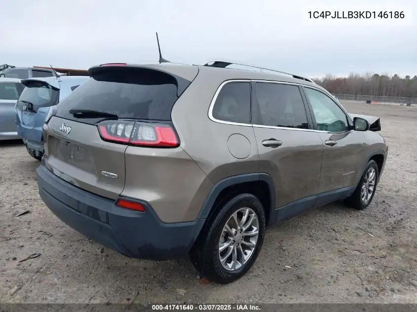 2019 Jeep Cherokee Latitude Plus Fwd VIN: 1C4PJLLB3KD146186 Lot: 41741640