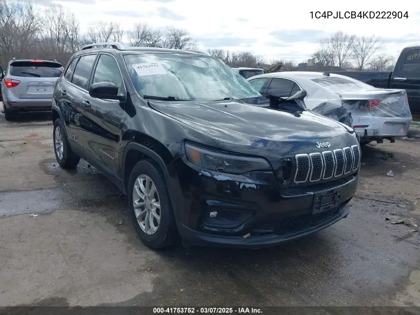 2019 Jeep Cherokee Latitude Fwd VIN: 1C4PJLCB4KD222904 Lot: 41753752