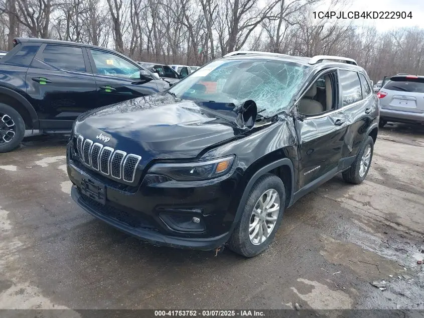 2019 Jeep Cherokee Latitude Fwd VIN: 1C4PJLCB4KD222904 Lot: 41753752