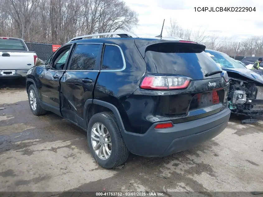 2019 Jeep Cherokee Latitude Fwd VIN: 1C4PJLCB4KD222904 Lot: 41753752