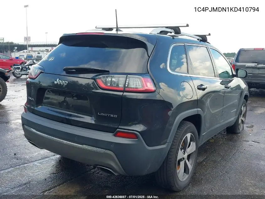 2019 Jeep Cherokee Limited 4X4 VIN: 1C4PJMDN1KD410794 Lot: 42636887