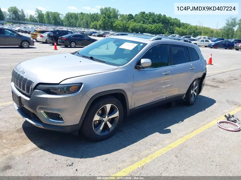 2019 Jeep Cherokee Limited 4X4 VIN: 1C4PJMDX9KD407224 Lot: 42641968
