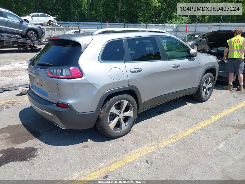 2019 Jeep Cherokee Limited 4X4 VIN: 1C4PJMDX9KD407224 Lot: 42641968