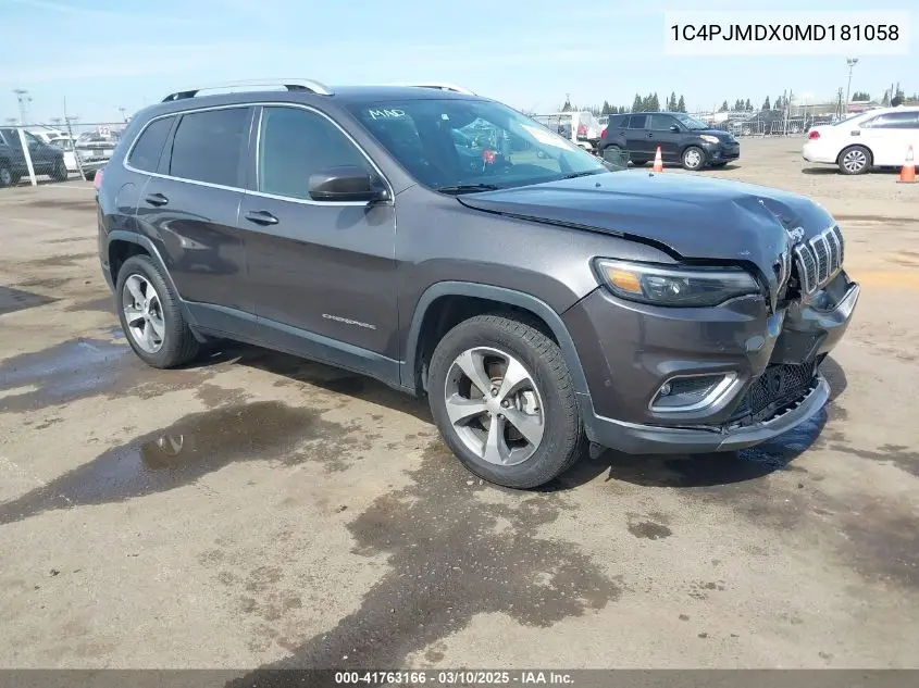 2021 Jeep Cherokee Limited 4X4 VIN: 1C4PJMDX0MD181058 Lot: 41763166