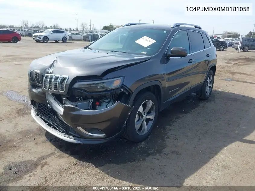 2021 Jeep Cherokee Limited 4X4 VIN: 1C4PJMDX0MD181058 Lot: 41763166