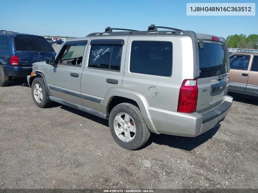 2006 Jeep Commander VIN: 1J8HG48N16C363512 Lot: 41991213