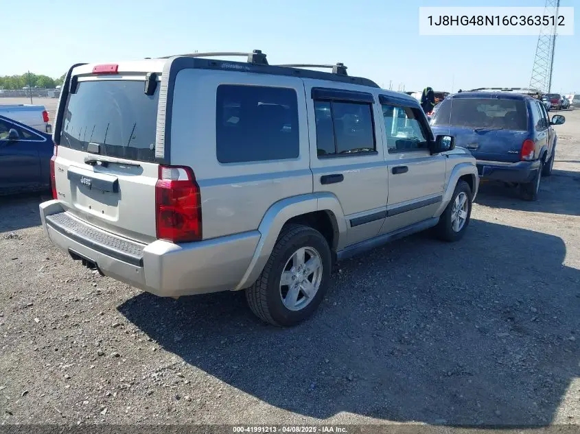 2006 Jeep Commander VIN: 1J8HG48N16C363512 Lot: 41991213