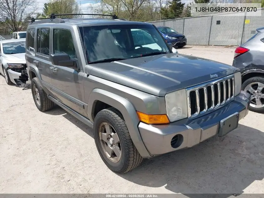 2007 Jeep Commander Sport VIN: 1J8HG48P87C647870 Lot: 42185954