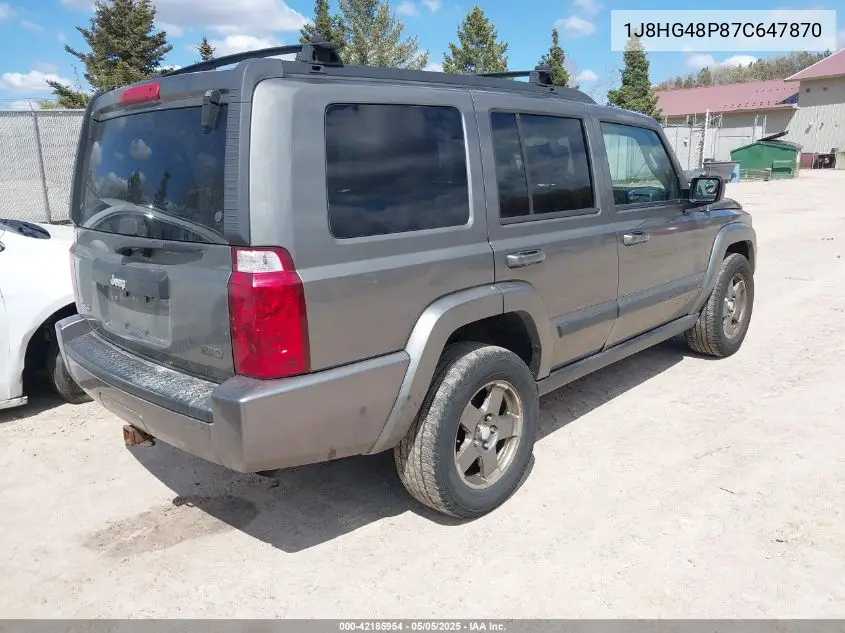 2007 Jeep Commander Sport VIN: 1J8HG48P87C647870 Lot: 42185954