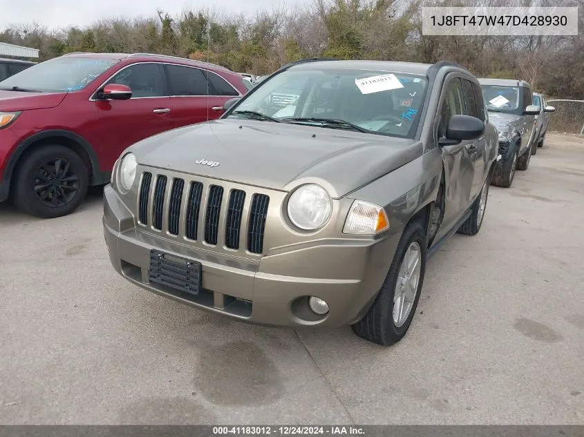 2007 Jeep Compass Sport VIN: 1J8FT47W47D428930 Lot: 41183012