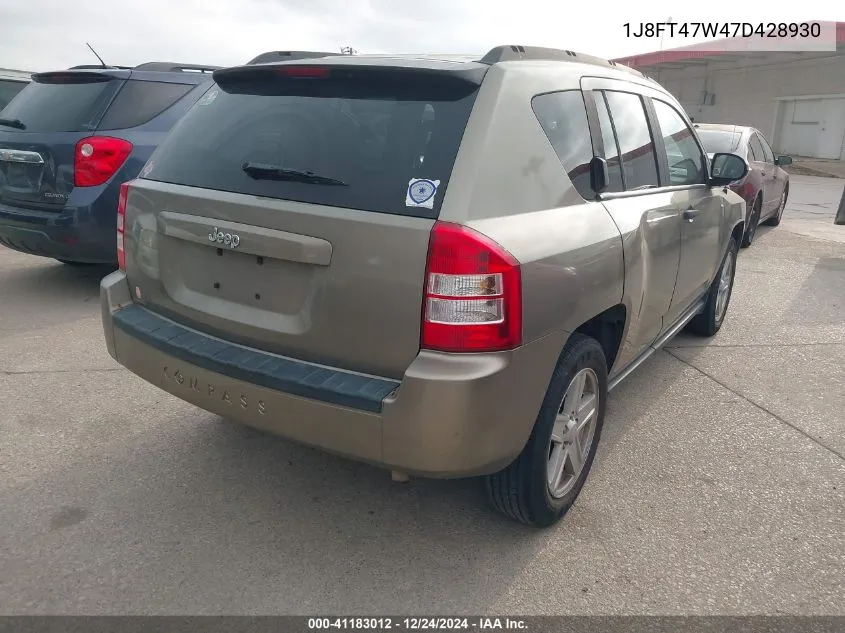 2007 Jeep Compass Sport VIN: 1J8FT47W47D428930 Lot: 41183012