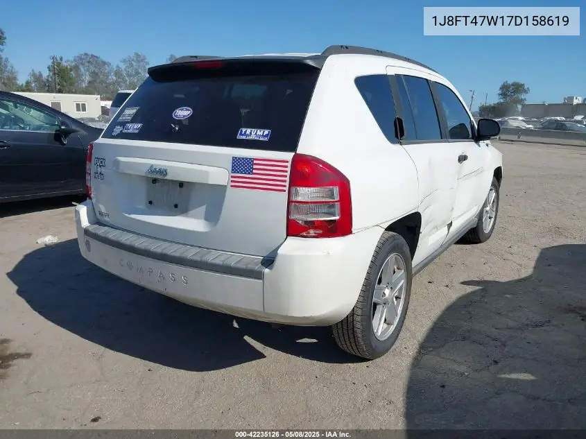2007 Jeep Compass Sport VIN: 1J8FT47W17D158619 Lot: 42235126
