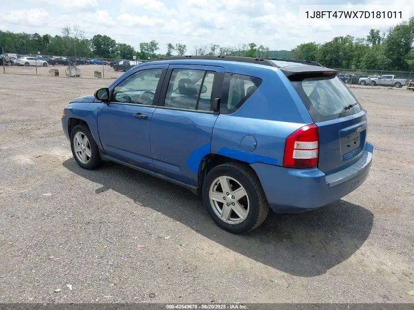 2007 Jeep Compass Sport VIN: 1J8FT47WX7D181011 Lot: 42549678