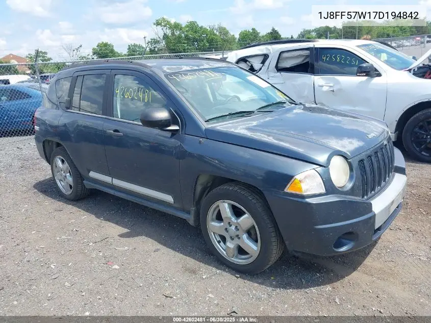 2007 Jeep Compass Limited VIN: 1J8FF57W17D194842 Lot: 42602481