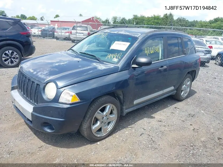 2007 Jeep Compass Limited VIN: 1J8FF57W17D194842 Lot: 42602481