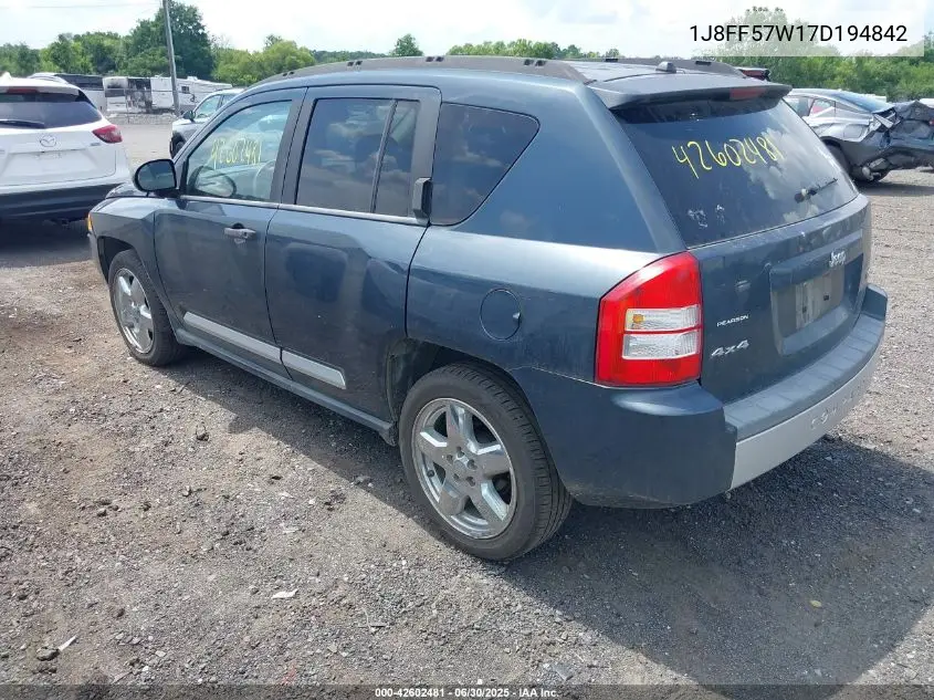 2007 Jeep Compass Limited VIN: 1J8FF57W17D194842 Lot: 42602481